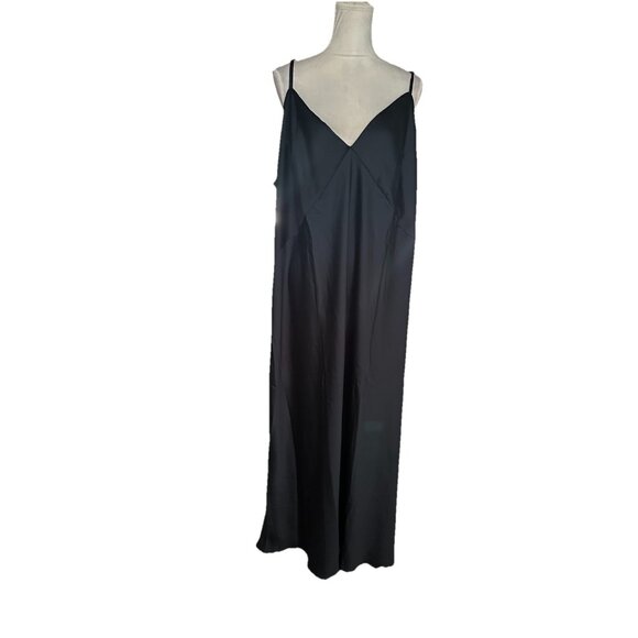 Women’s A NEW DAY Black Slip Dress 3XL, Silky Satin  V-Neck Adjustable Strap - Picture 8 of 9